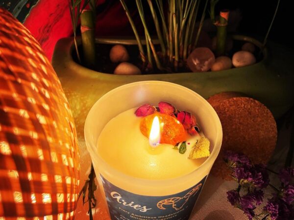 Aries Zodiac Candle | Patchouli n Sandal Aroma | Citrine Candle - Image 3