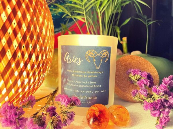 Aries Zodiac Candle | Patchouli n Sandal Aroma | Citrine Candle - Image 2